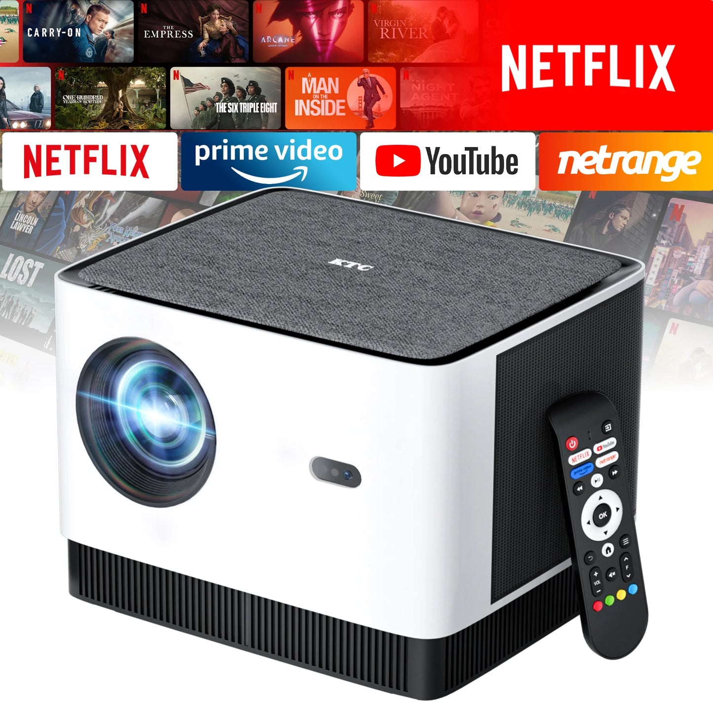 KTC Smart Projector Native 1080P 4K Supported WiFi Bluetooth Speakers