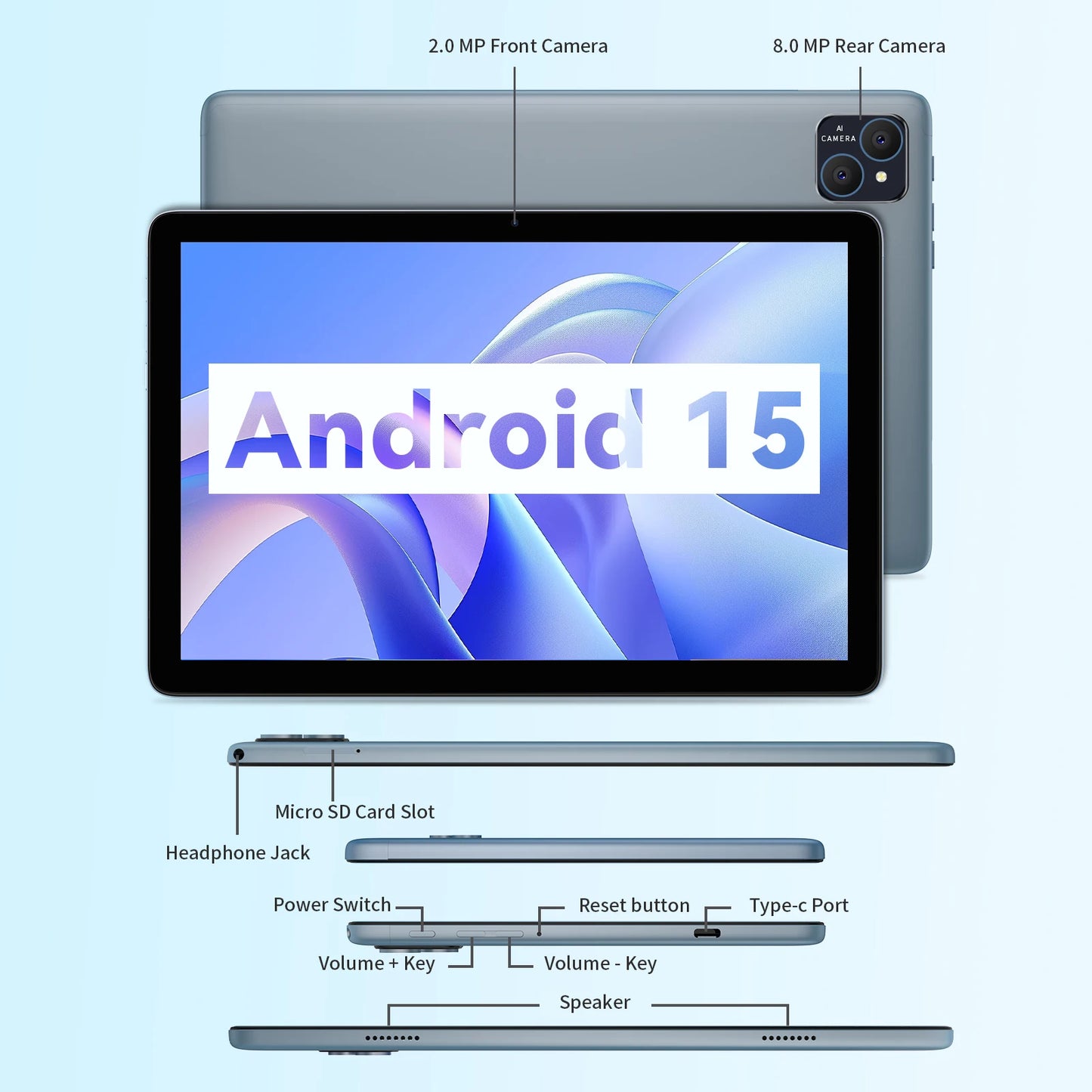 Pritom Android Tablet Featuring 128GB Storage And Dual Cameras