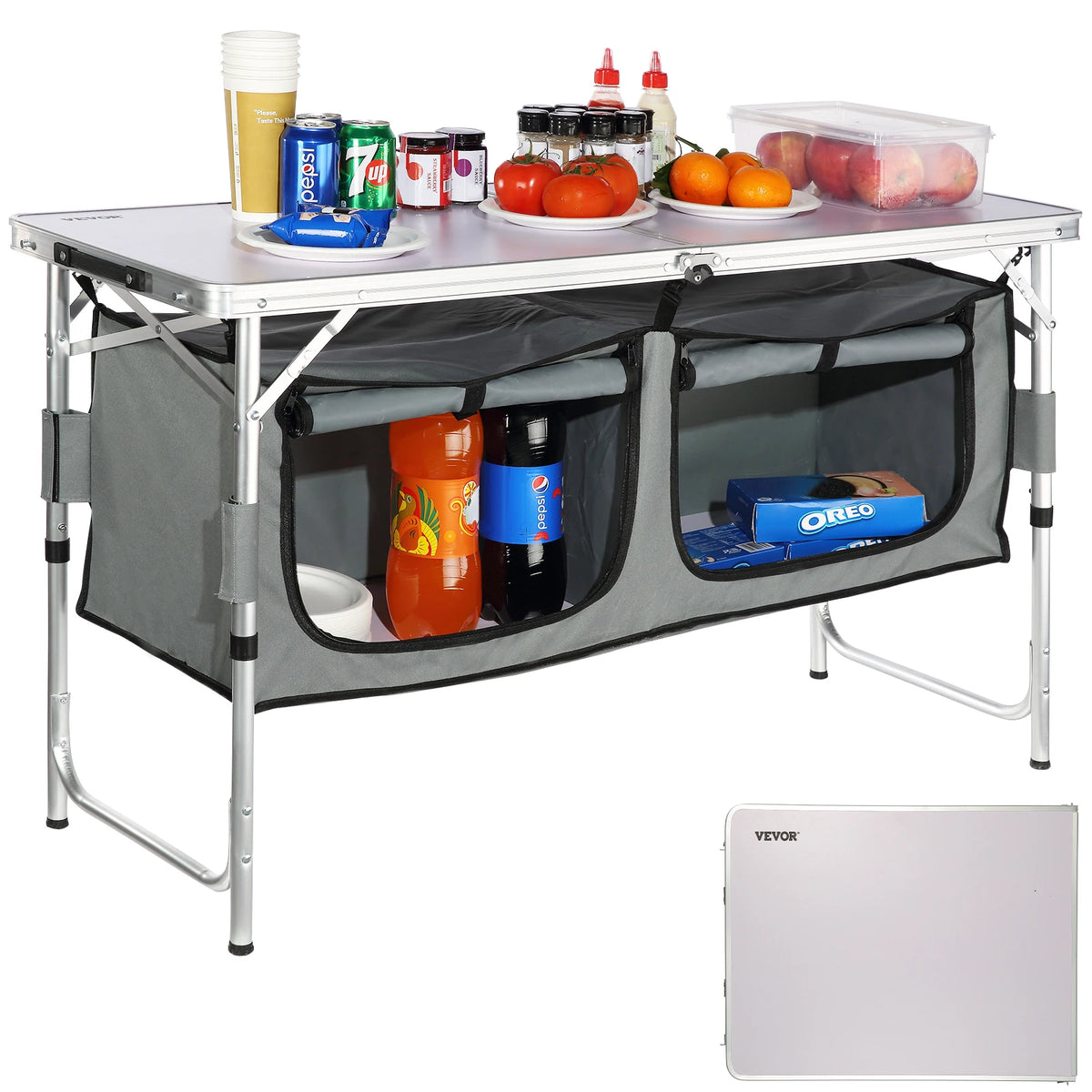 SucceBuy Folding Aluminum Camping Picnic Table With Storage Bag