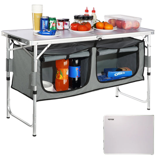 SucceBuy Folding Aluminum Camping Picnic Table With Storage Bag