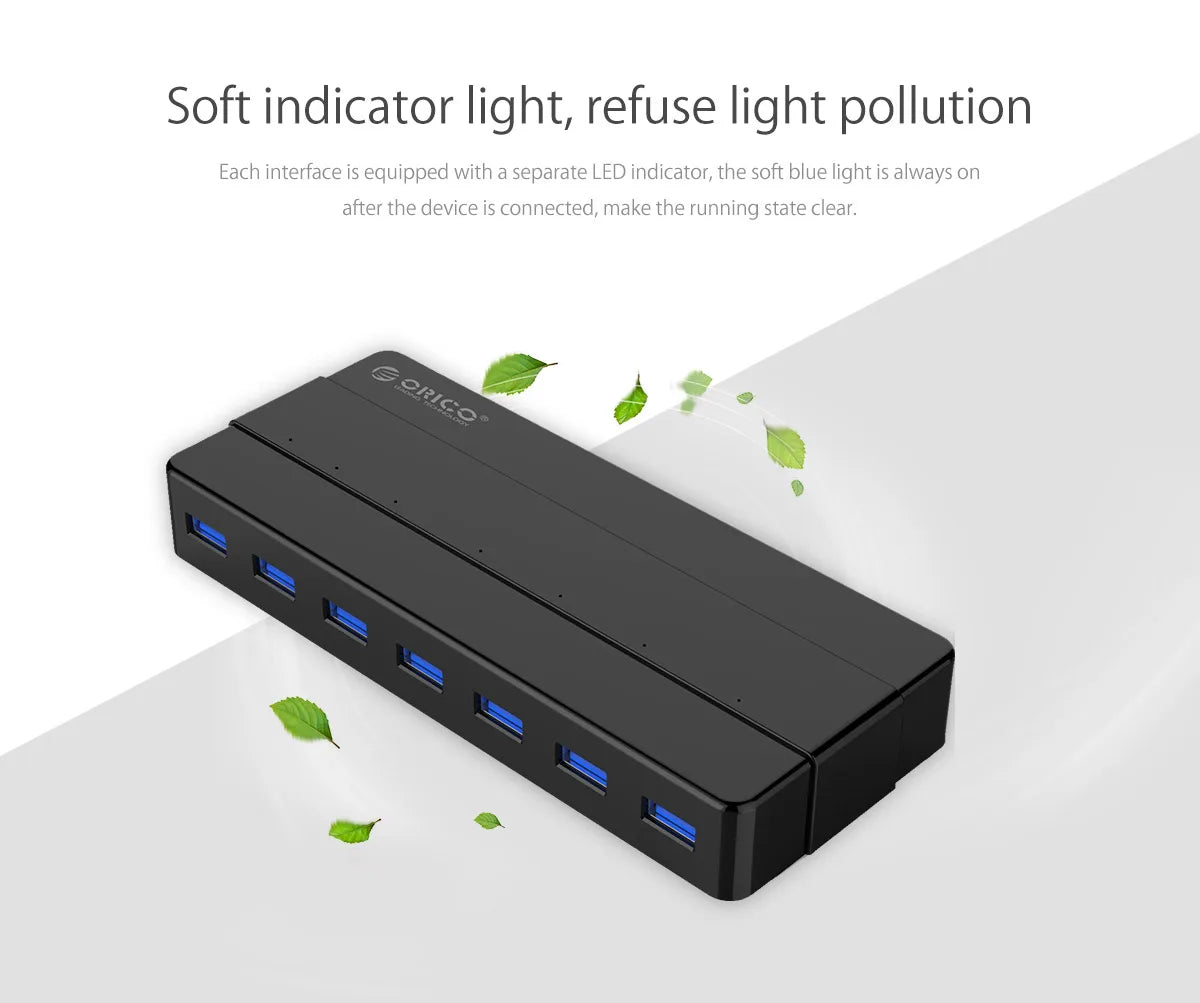 ORICO 7 Port USB SuperSpeed Hub 12V Power Adapter Included