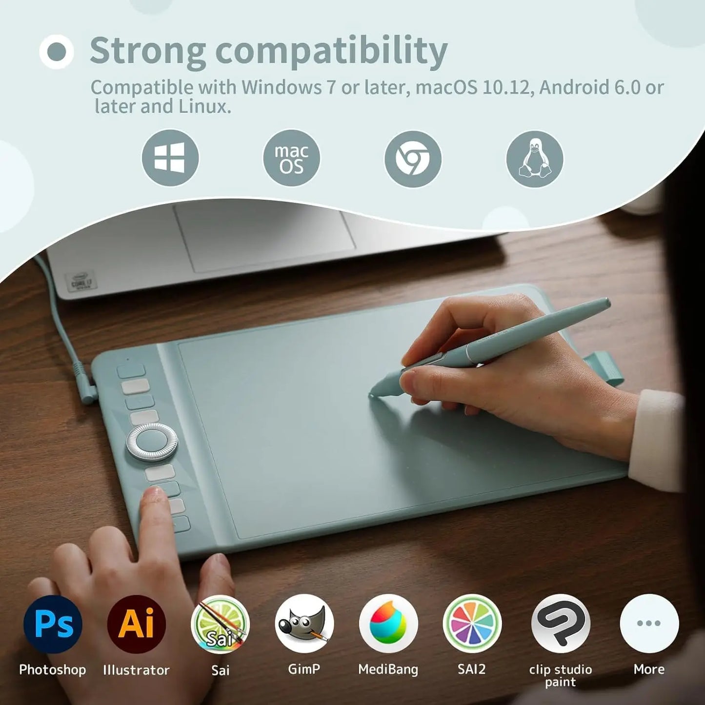 GAOMON Wireless Graphics Tablet WH851 Bluetooth 5.0 Type C 16K Pen