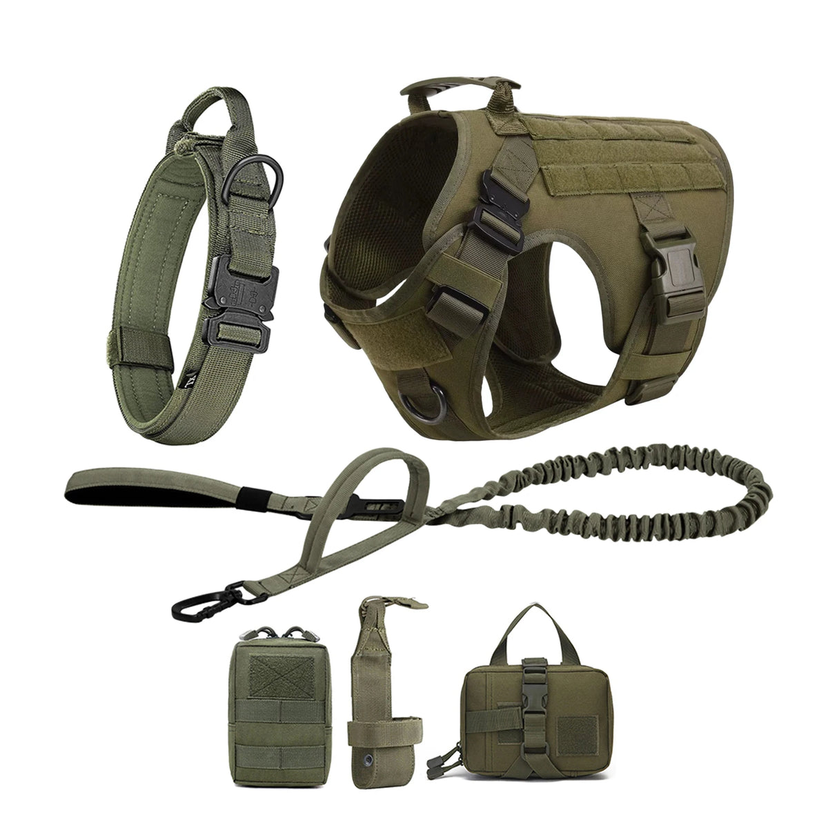 Heavy Duty Tactical Nylon Dog Harness With Molle Pouches