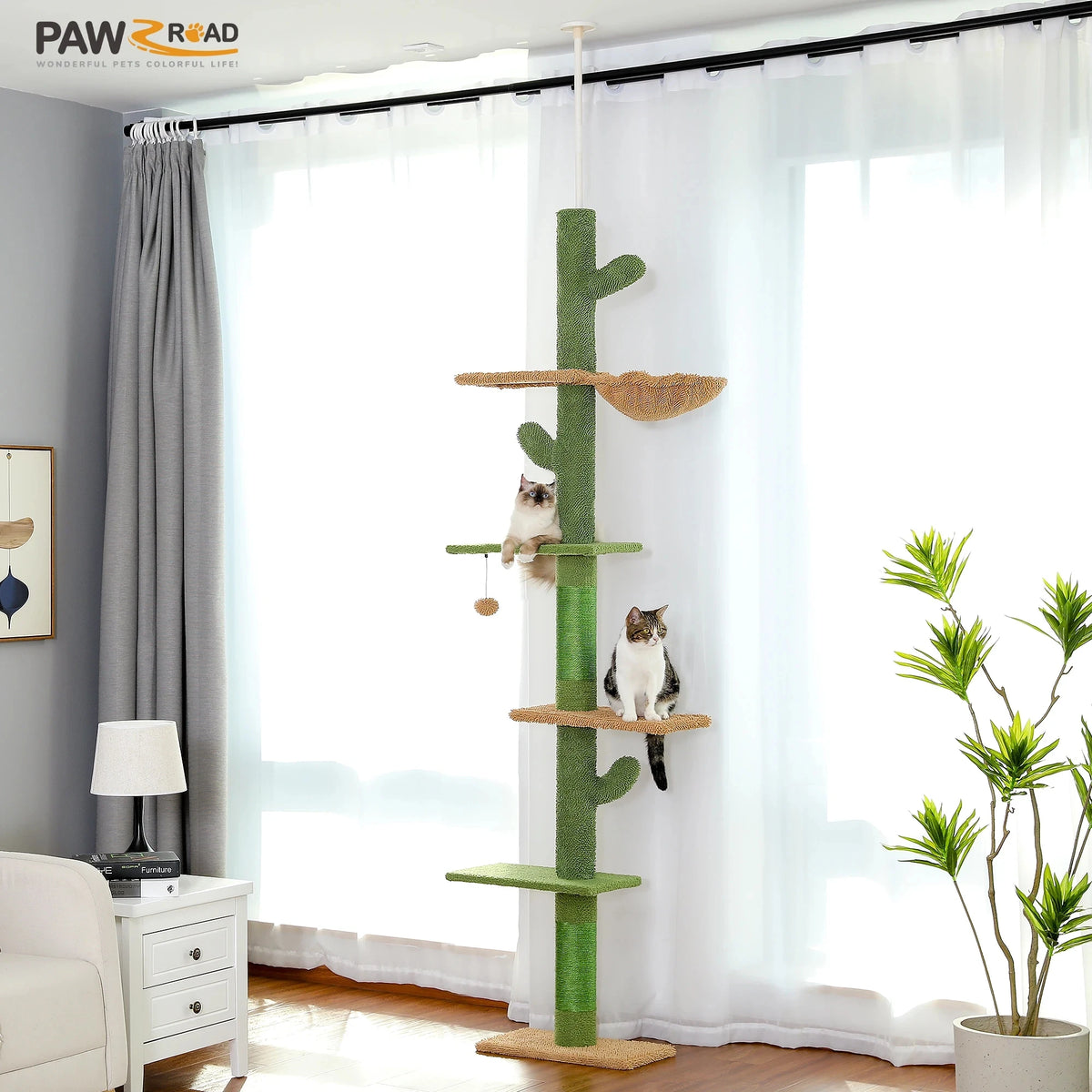 PAWZ Road Floor To Ceiling Cactus Cat Tree Scratching Post