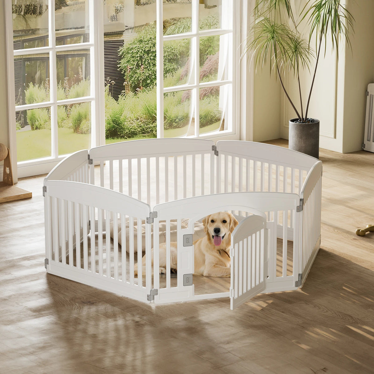 JHK Expandable Plastic Dog Playpen For Small And Medium Dogs