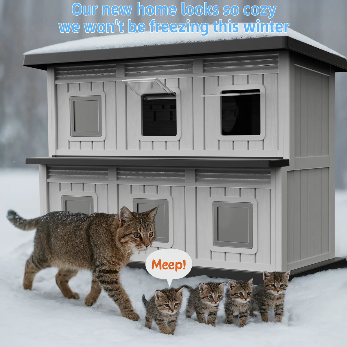 Weatherproof Resin Cat House With Multiple Access Doors