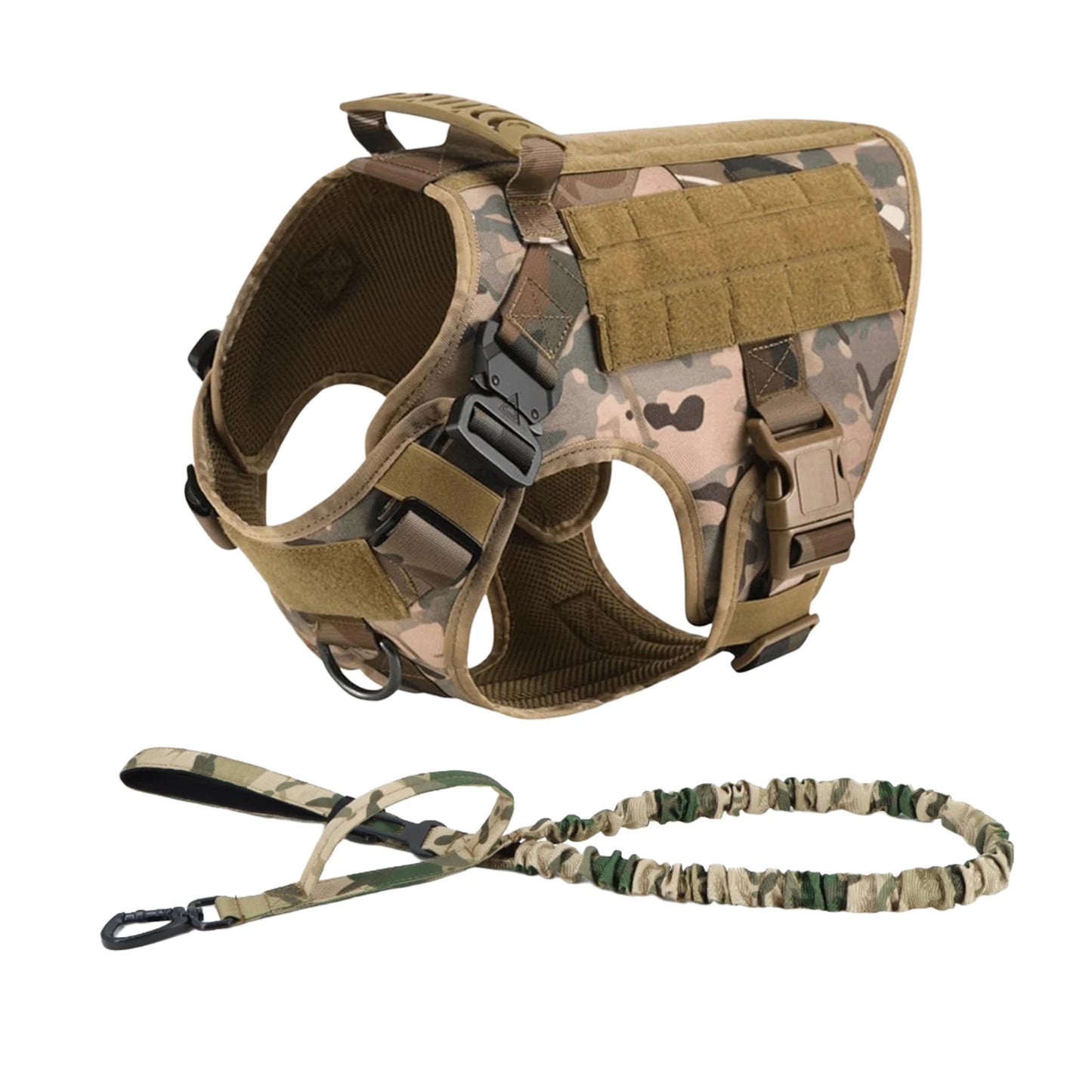 Heavy Duty Tactical Nylon Dog Harness With Molle Pouches