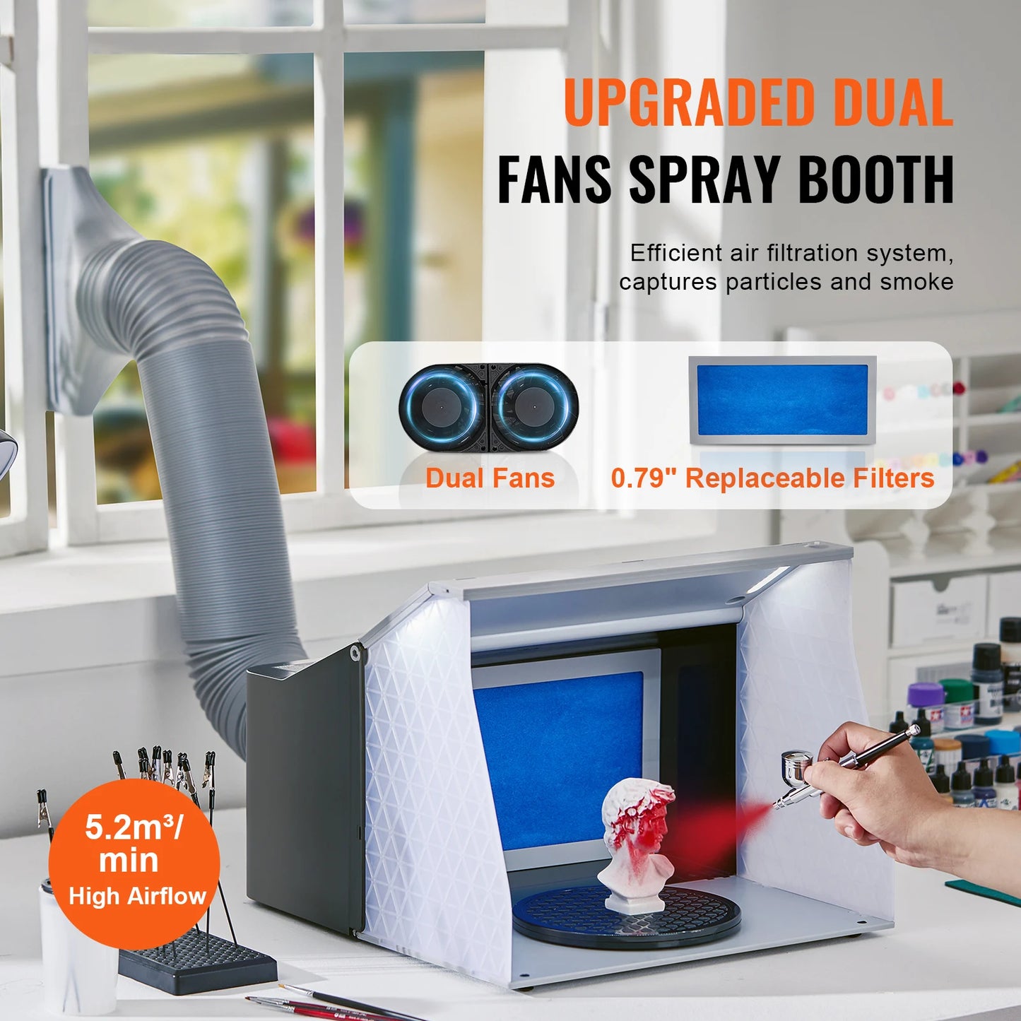 Succebuy Portable Airbrush Spray Booth Dual Fan Led Lights