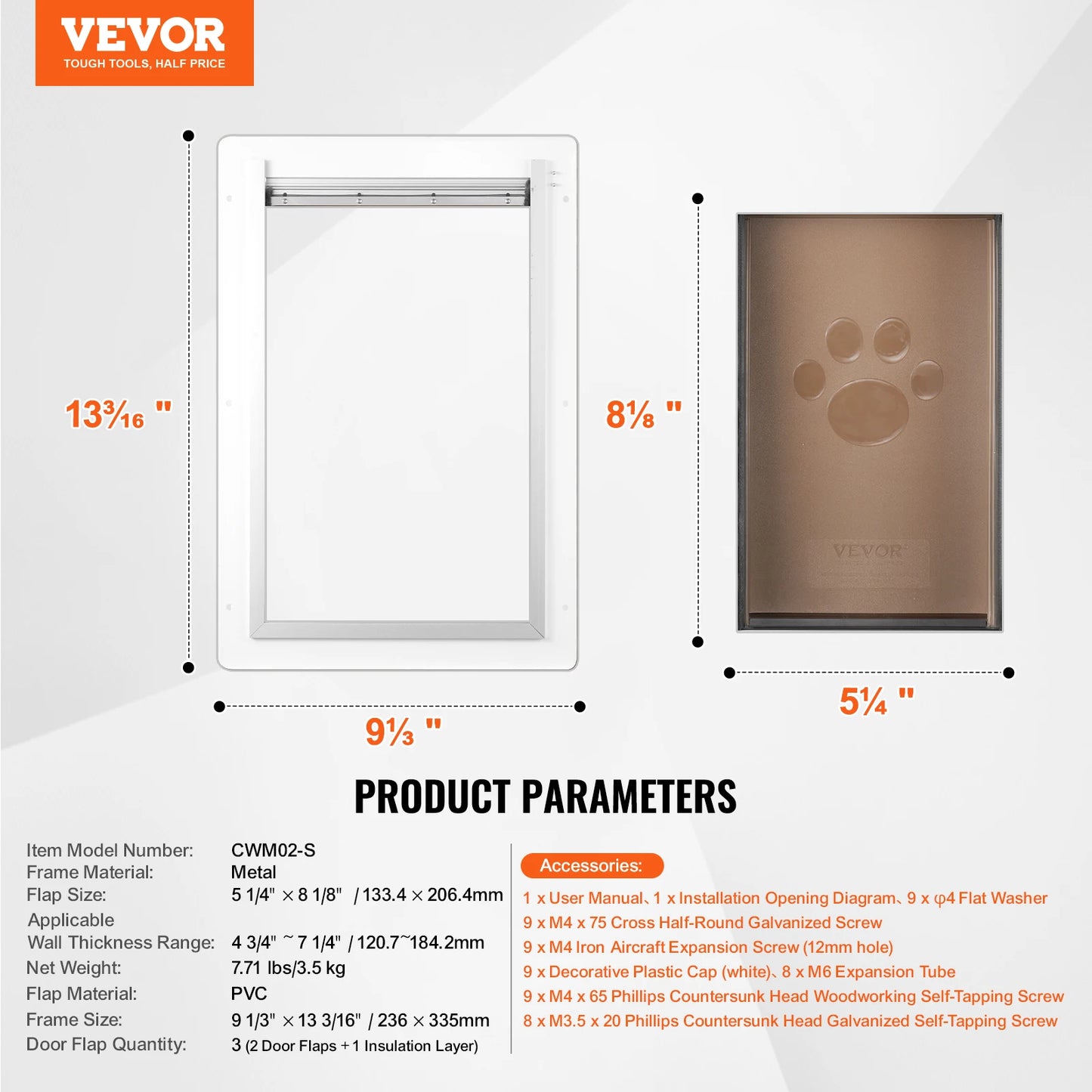 Pet Door Metal Frame With Lock And Three Flap Weatherproof