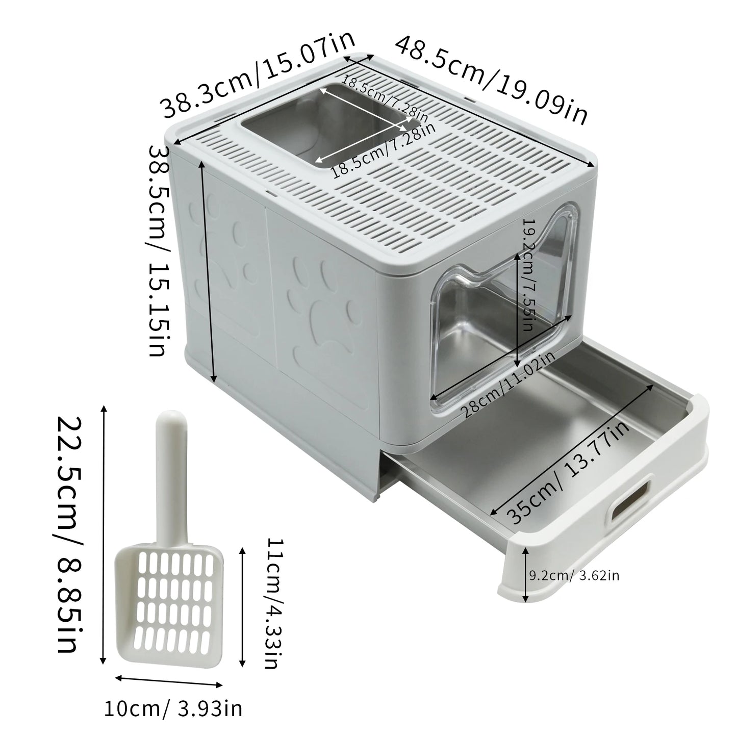 Enclosed Stainless Steel Top Entry Cat Litter Box With Lid