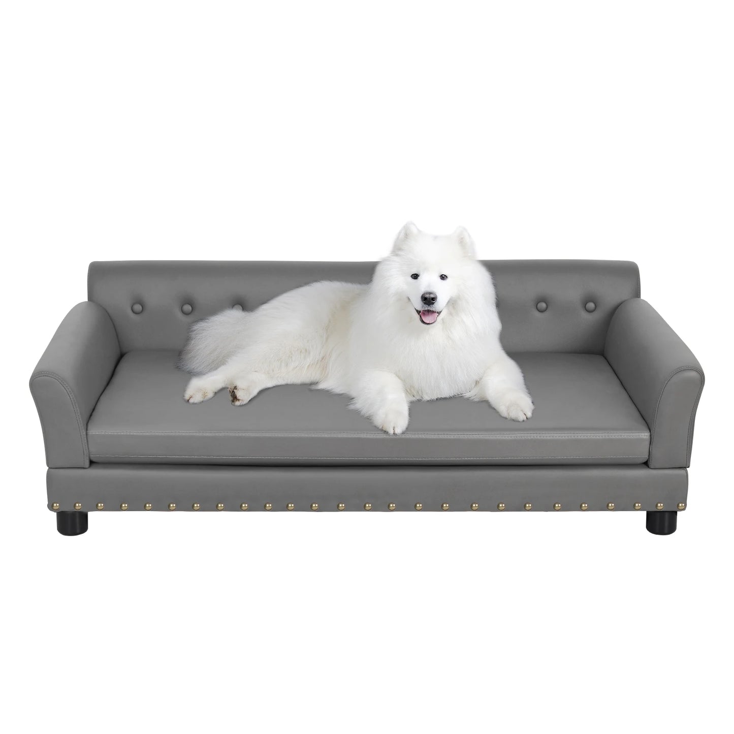 BINGOPAW Elevated Leather Rectangle Dog Bed Durable Sofa For Dogs