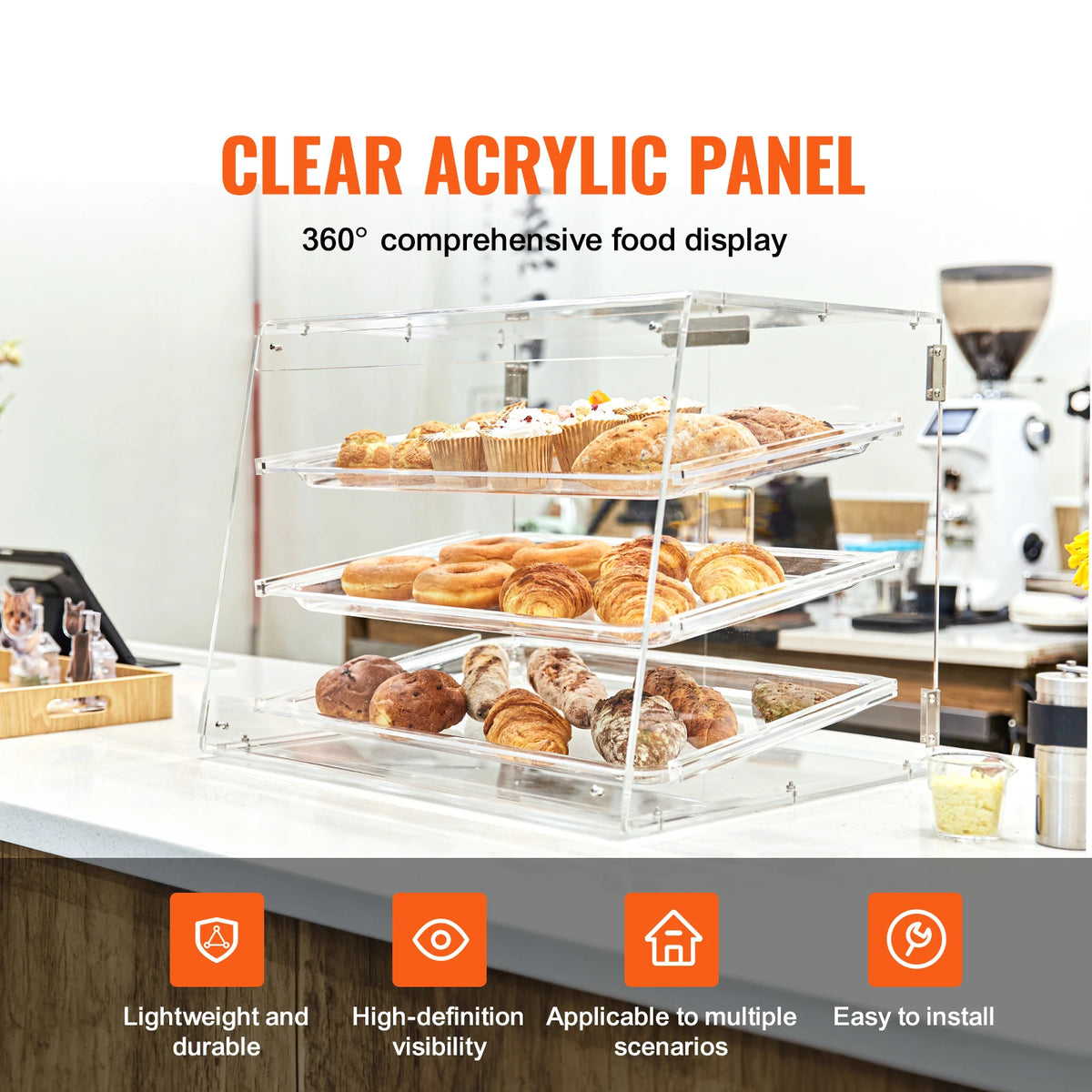 SucceBuy Commercial Acrylic Pastry Bakery Display Case