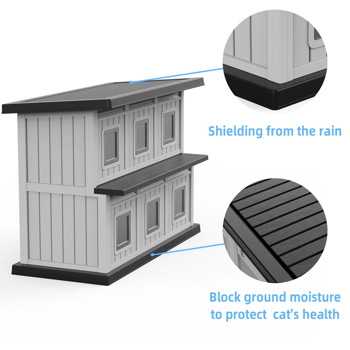 Weatherproof Resin Cat House With Multiple Access Doors