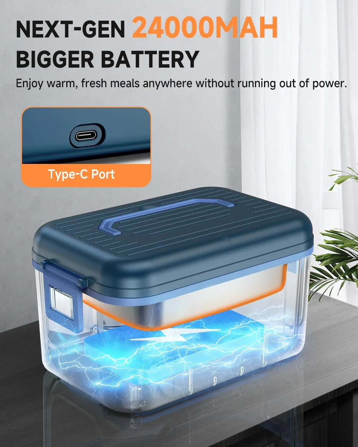 Cordless Heated Lunch Box With Self Heating and Ice Box