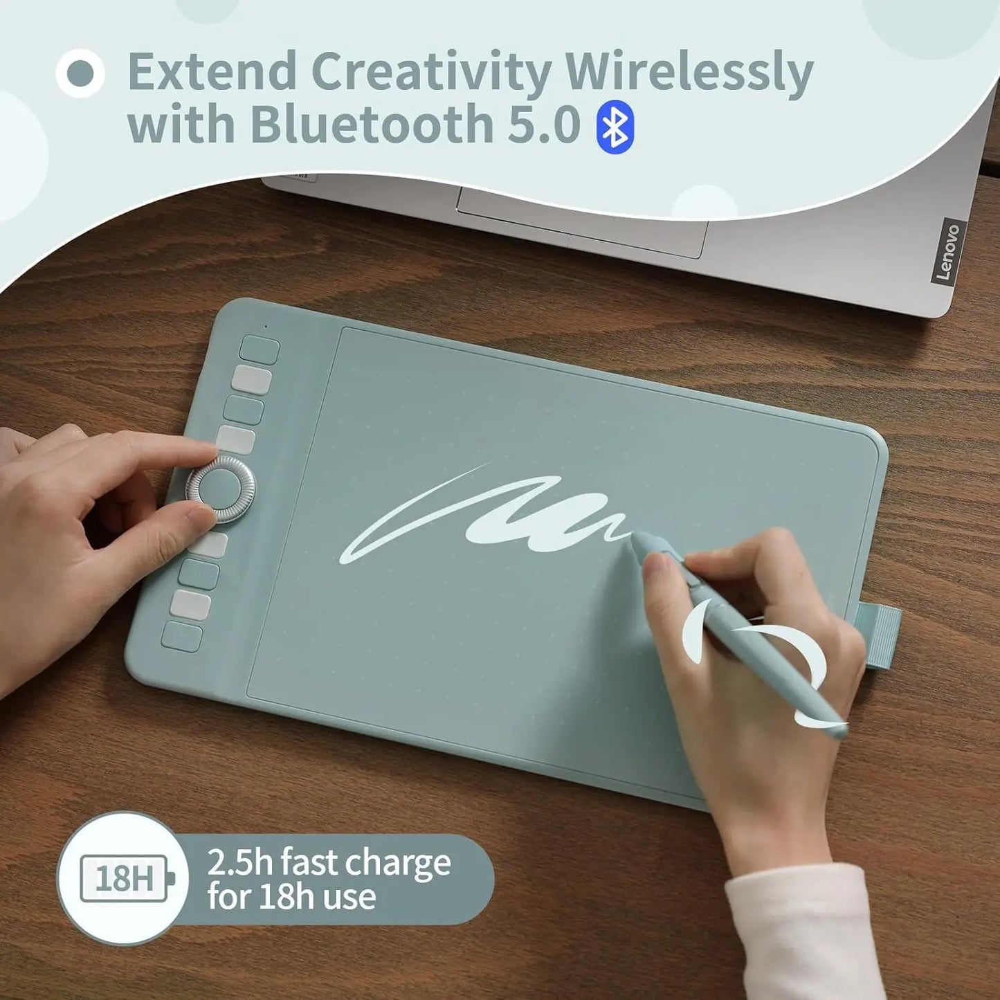 GAOMON Wireless Graphics Tablet WH851 Bluetooth 5.0 Type C 16K Pen