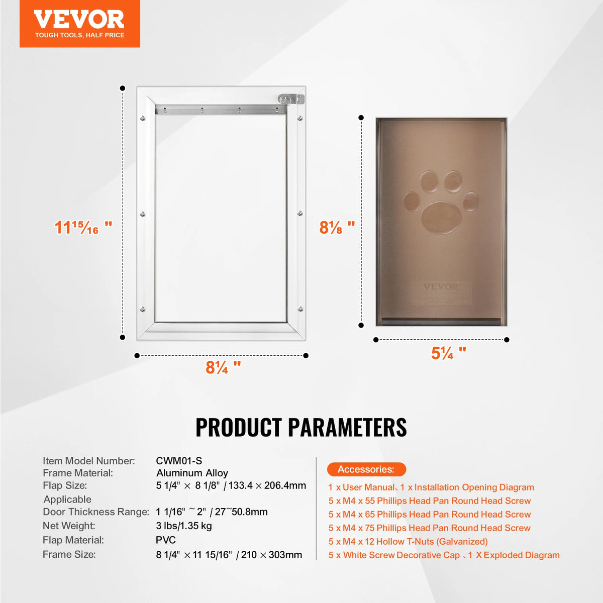 Weatherproof Aluminum Frame Pet Door With Lock And Flap