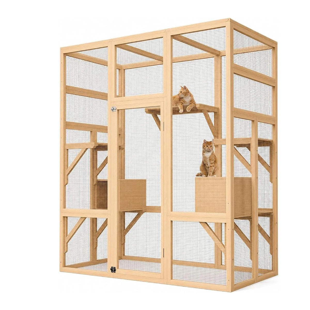 HiMISS Outdoor Catio with Window Access Bridge and Cat House