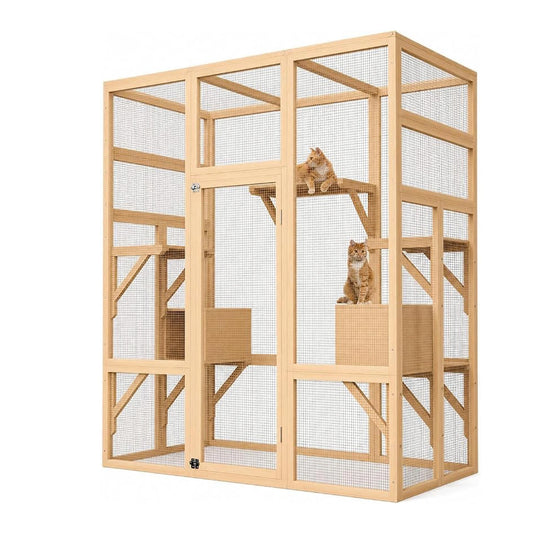 HiMISS Outdoor Catio with Window Access Bridge and Cat House
