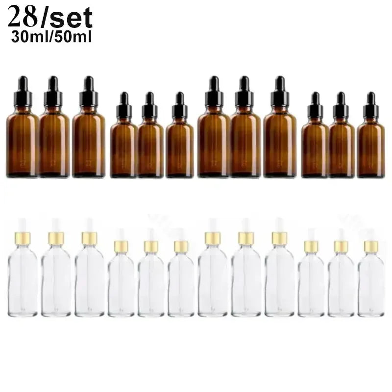 Pack Of 28 Glass Dropper Bottles For Essential Oils