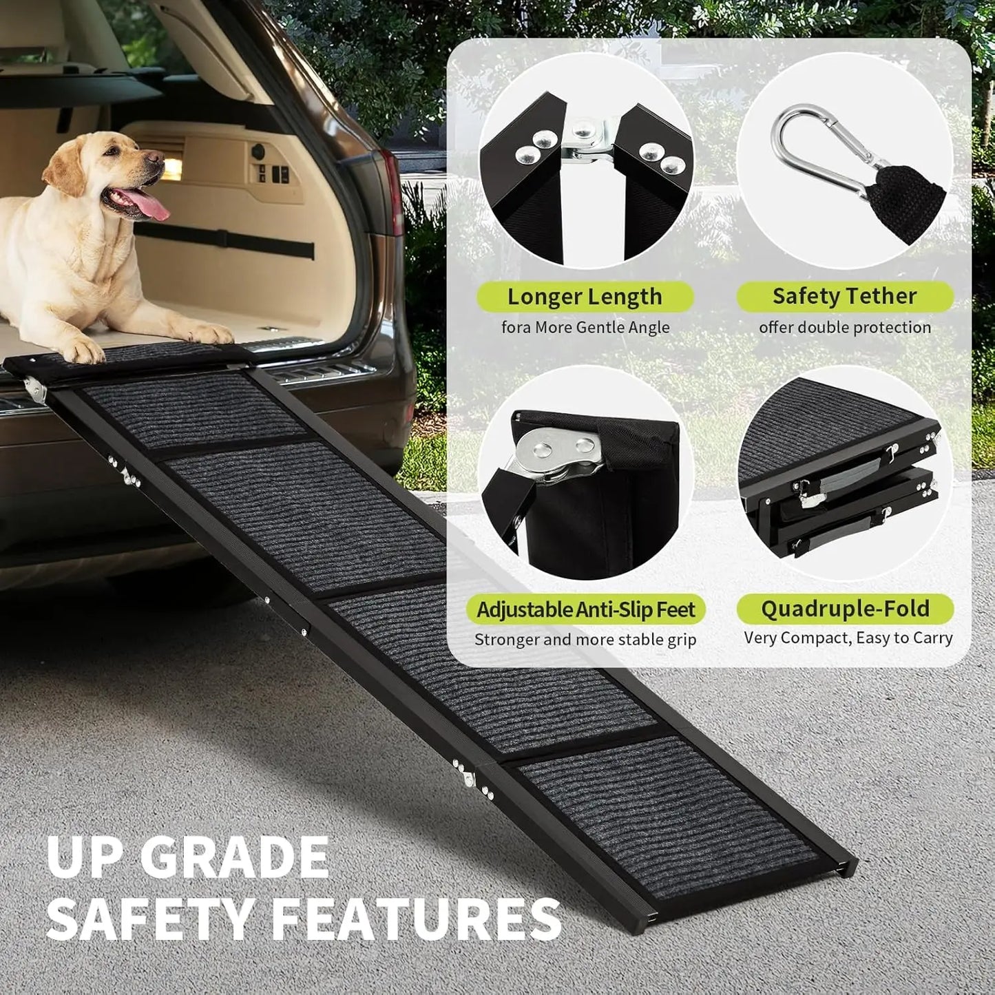 HiMISS Folding Pet Car Ramp With Anti Skid Surface