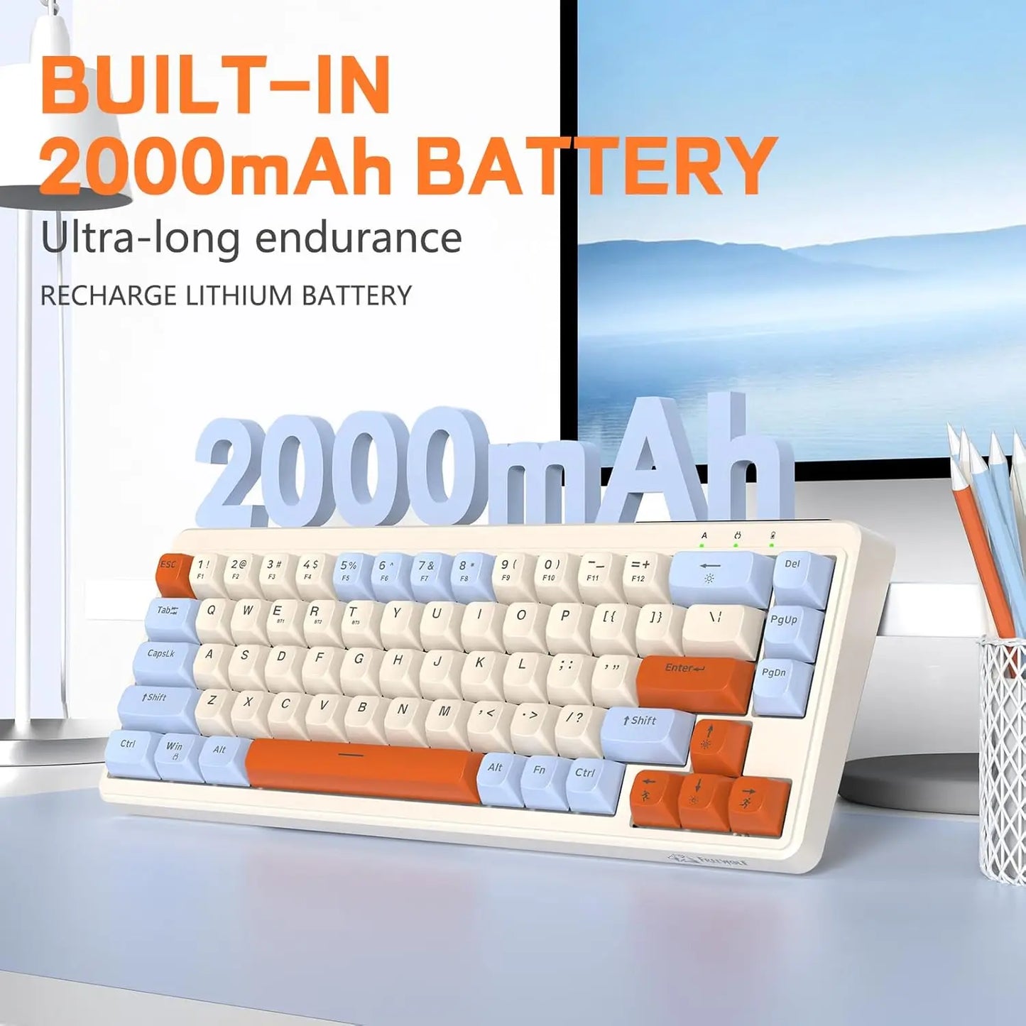 Attack Shark Wireless Gaming Keyboard Silent Membrane PBT Keycaps Backlit