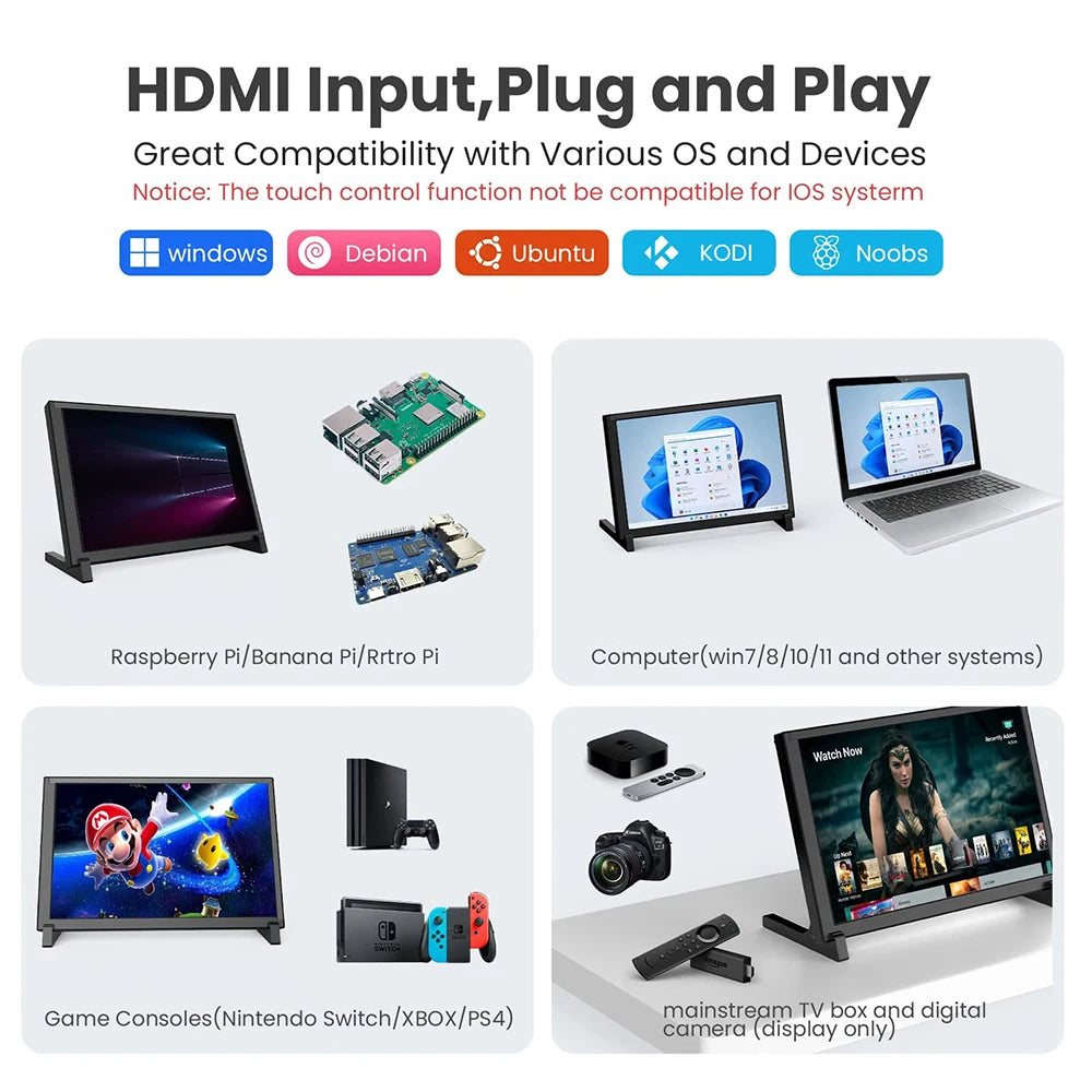 Eyoyo Driver Free Ten Point Capacitive Touchscreen Monitor Raspberry Pi