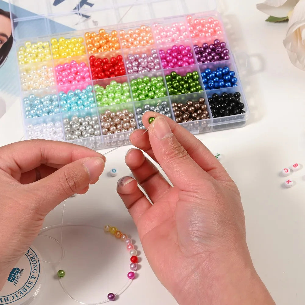 Acrylic Pearl Spacer Beads Jewelry Kit For Diy Crafting
