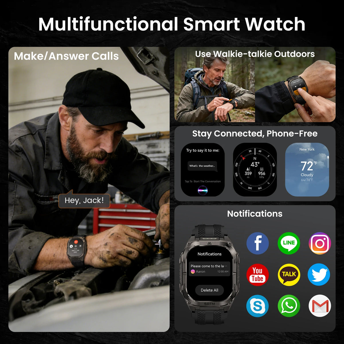 Kospet Tank M4C GPS Smartwatch For Men Waterproof Health Tracker