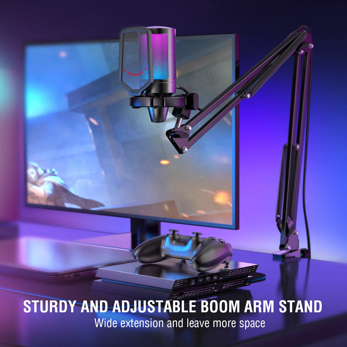 FIFINE USB Gaming Microphone Kit With Stand For Computer Streaming