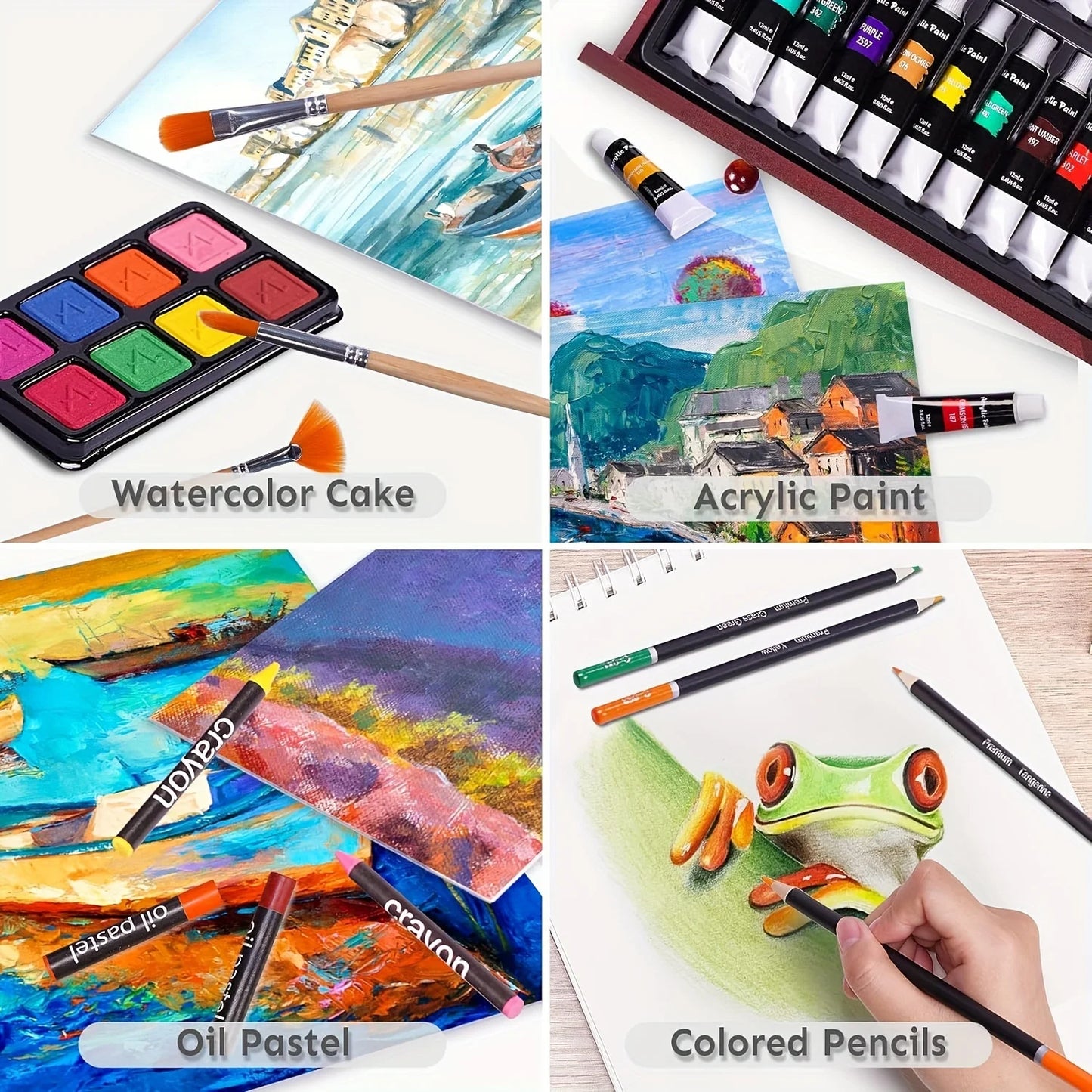 146 Piece Professional Art Kit Including Crayons Oil Pastels And Colored Pencils