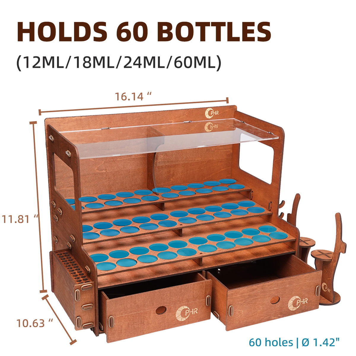Wooden Model Paint Organizer Rack With Brush And Tool Holder