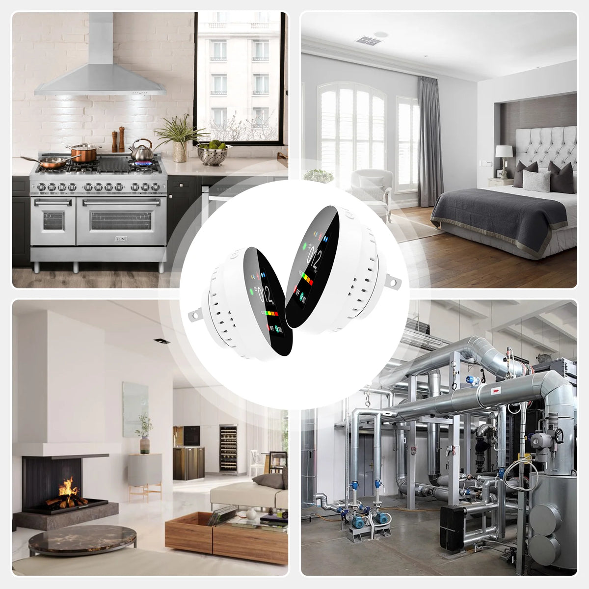 CHZHVAN Four-in-One Plug-In Carbon Monoxide and Gas Detector Alarm