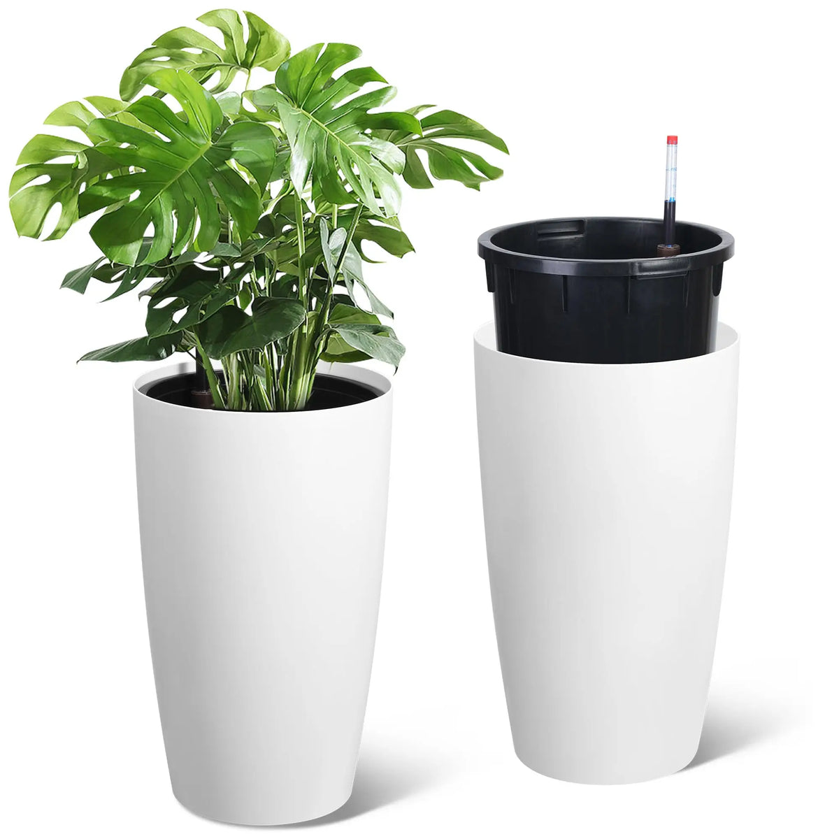 HiMISS Self Watering Planters Set With Water Level Indicator