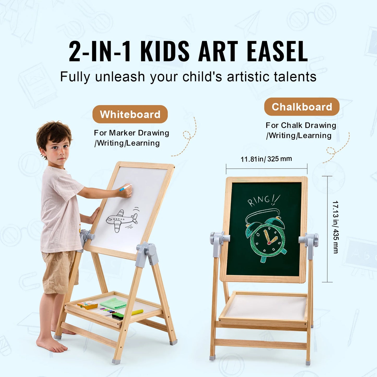 SucceBuy Standing Magnetic Drawing Board Easel With Paints