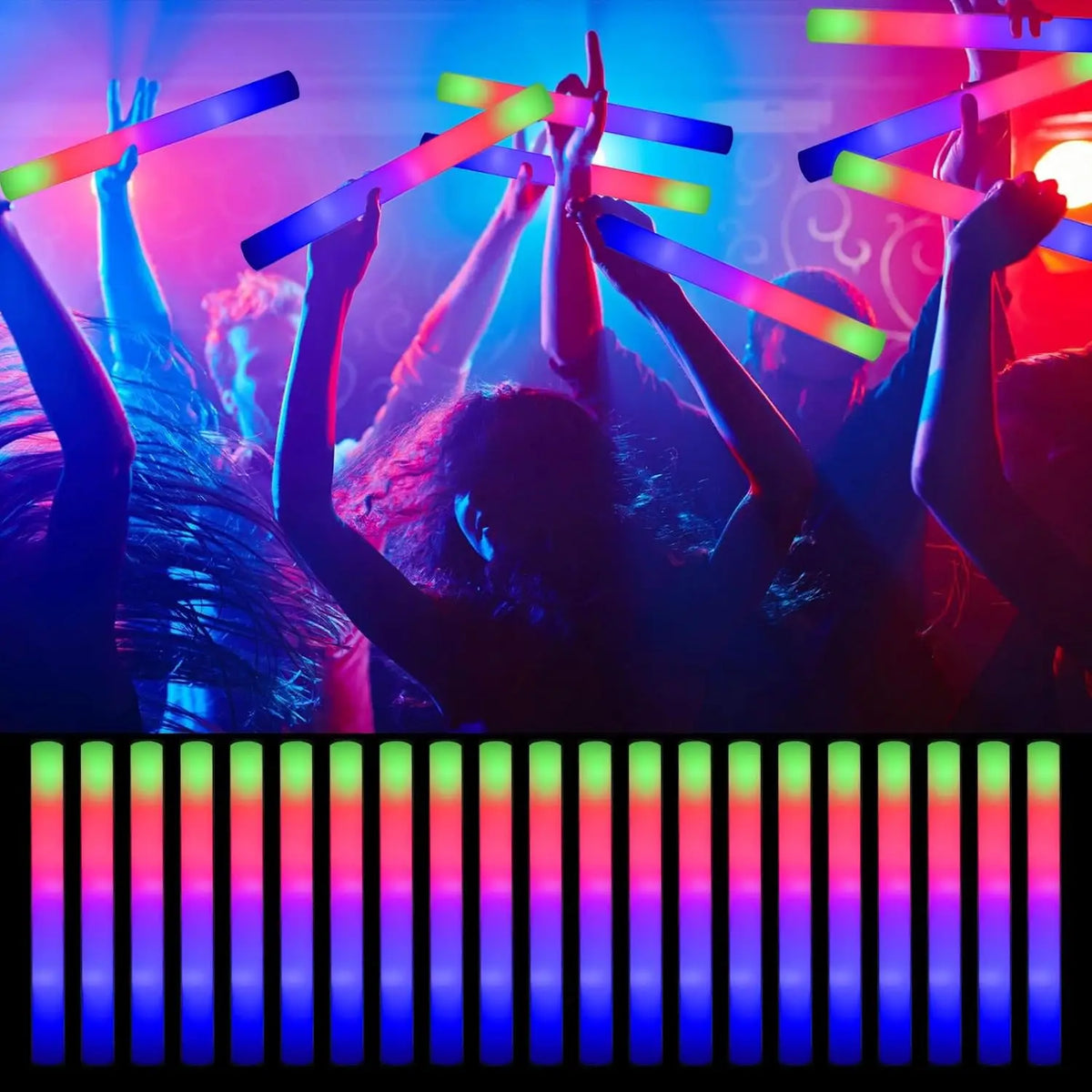 LED Foam Glow Sticks With Three Flashing Modes For Parties