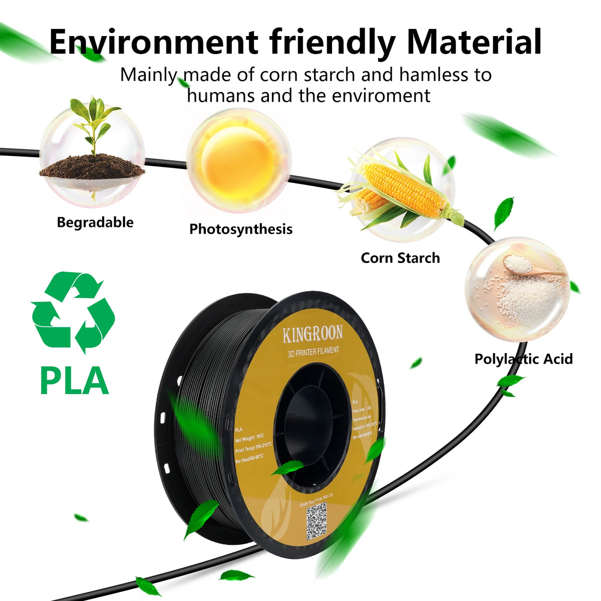 Kingroon Premium PLA And PETG 3D Printing Filament Rolls