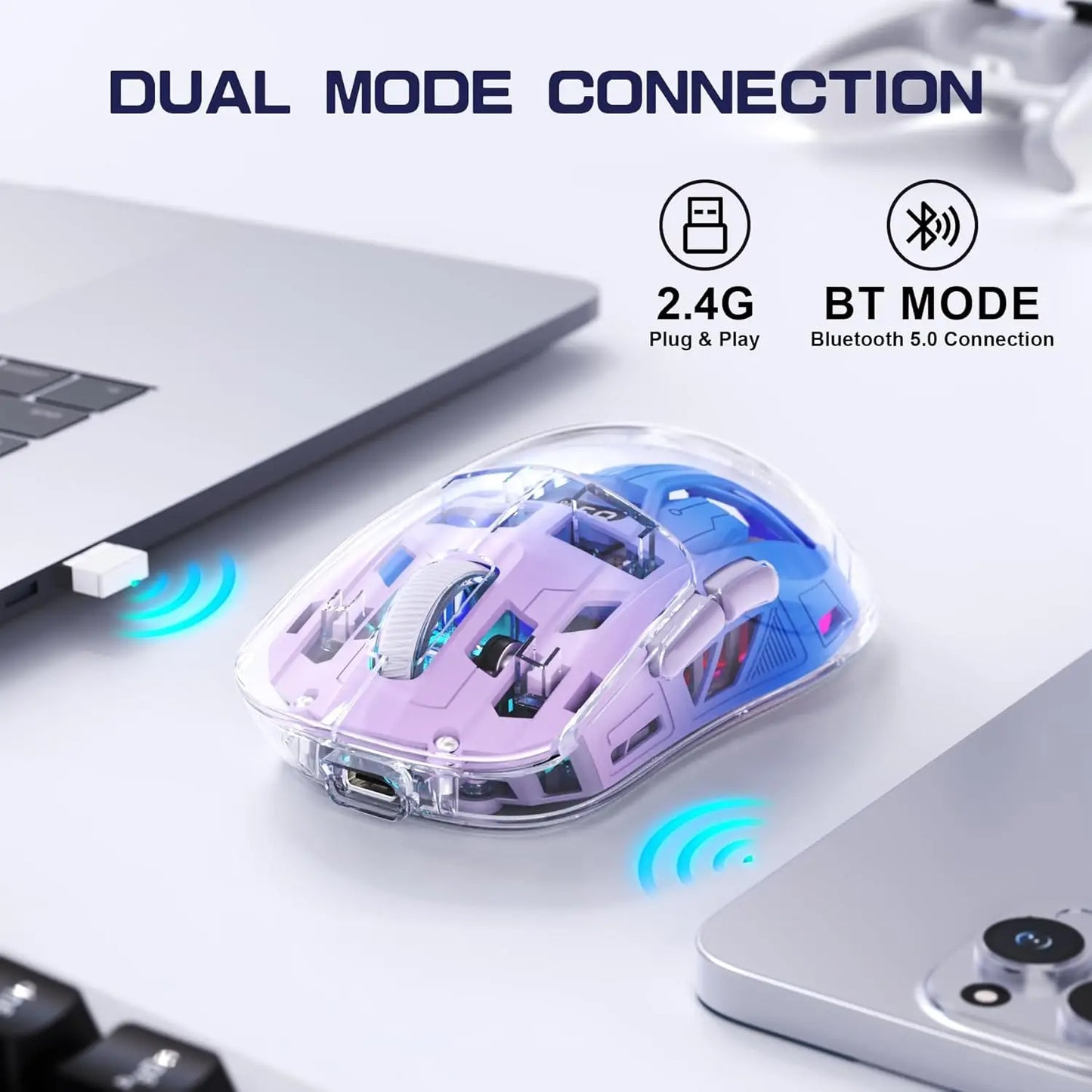 Attack Shark A2 Bluetooth Wireless Gaming Mouse RGB Digital Screen