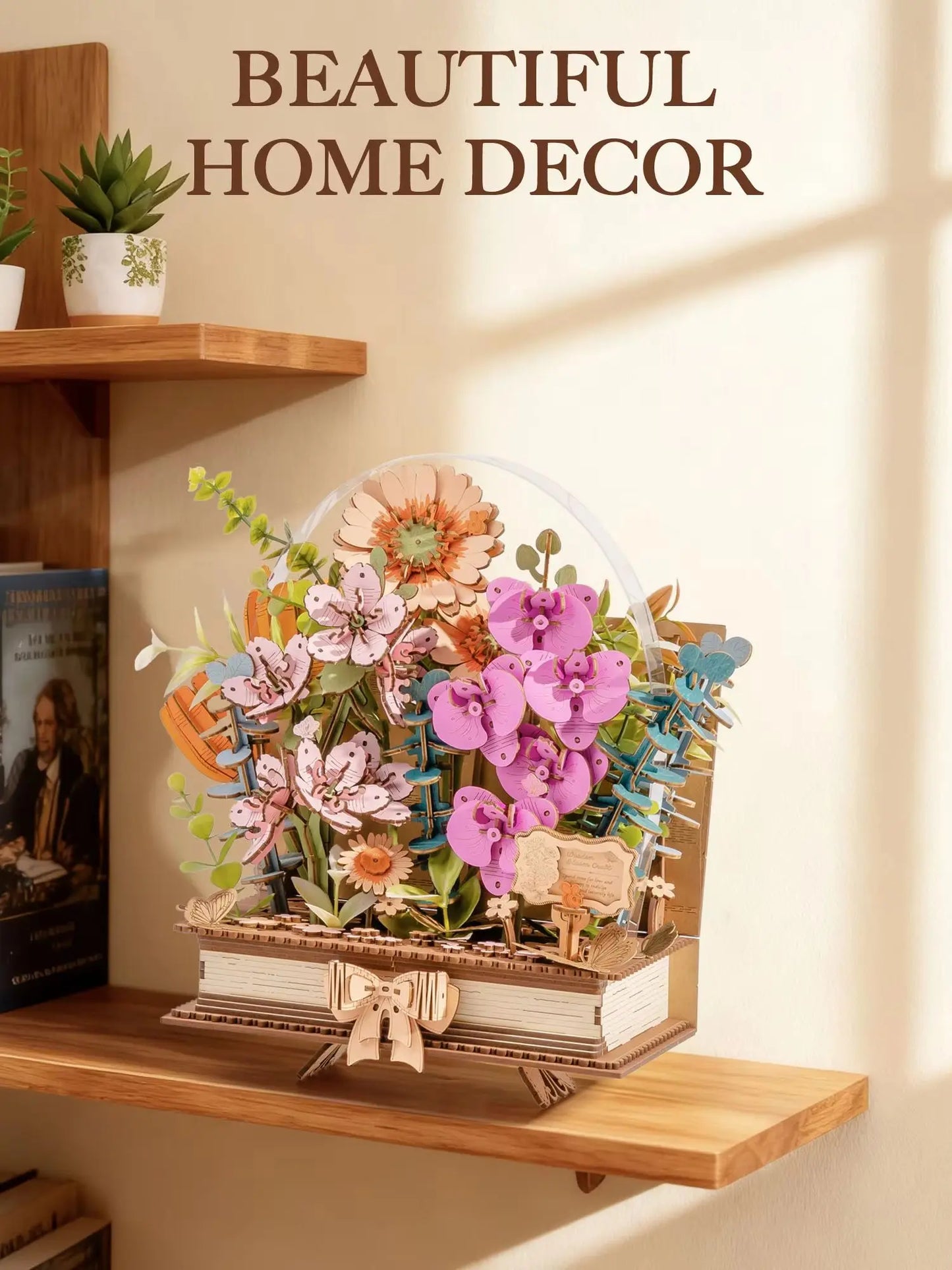 Rolife 3D Puzzle Wooden Blooming Book DIY Flower Bouquet