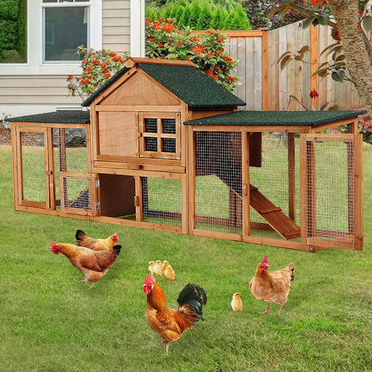 DishyKooker Wooden 2 Story Outdoor Bunny Hutch Double Runs Tray