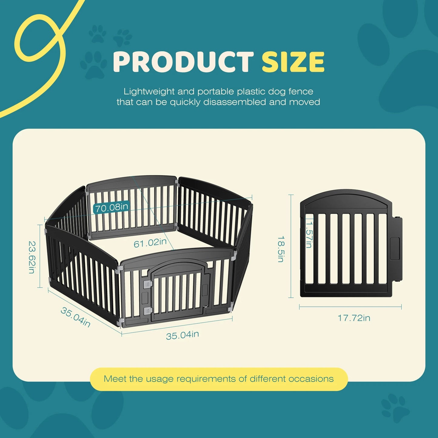 JHK Expandable Plastic Dog Playpen For Small And Medium Dogs