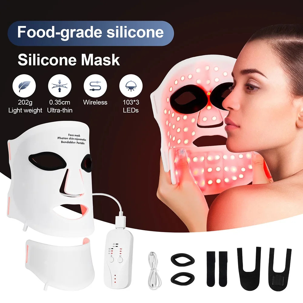 Foreverlily Silicone LED Face Neck Mask Skin Rejuvenation Wireless Therapy