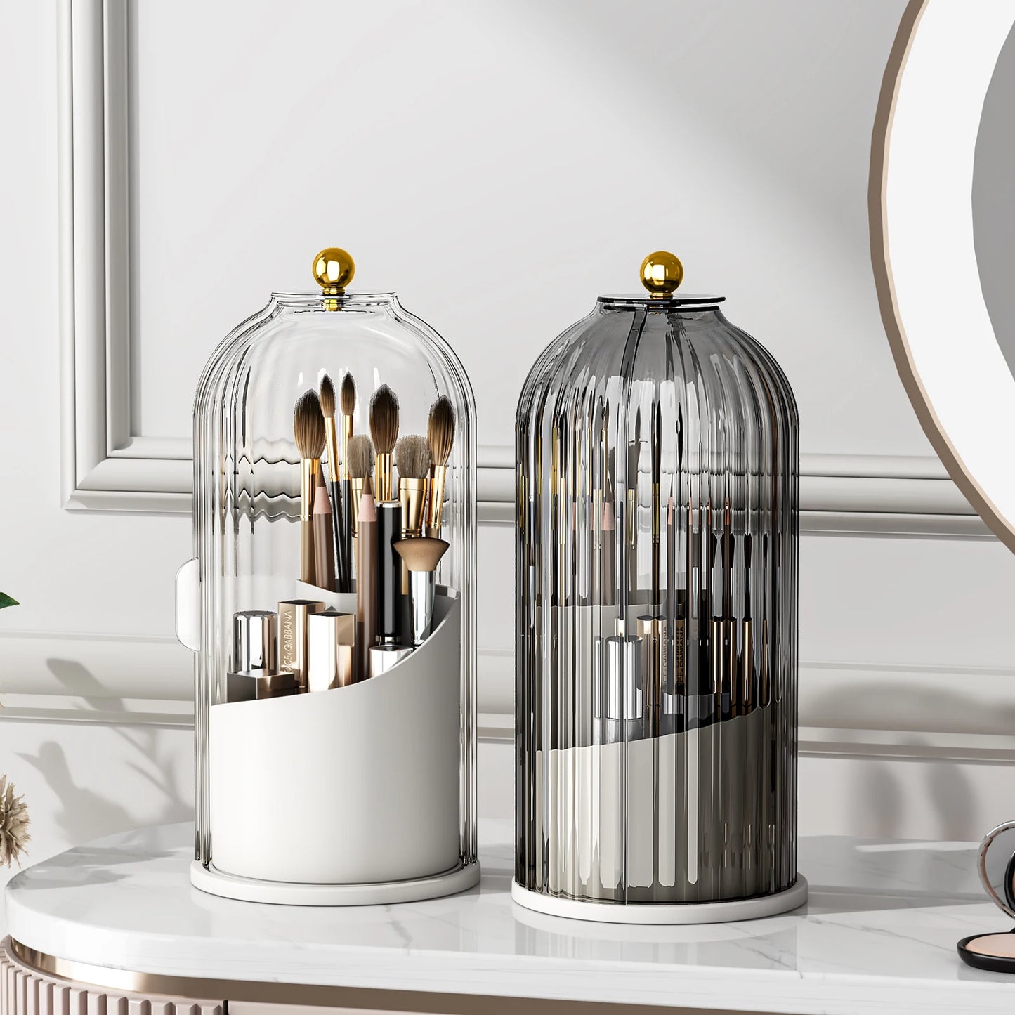 Yoolens 360 Rotating Makeup Brush Holder Dustproof Lid Organizer