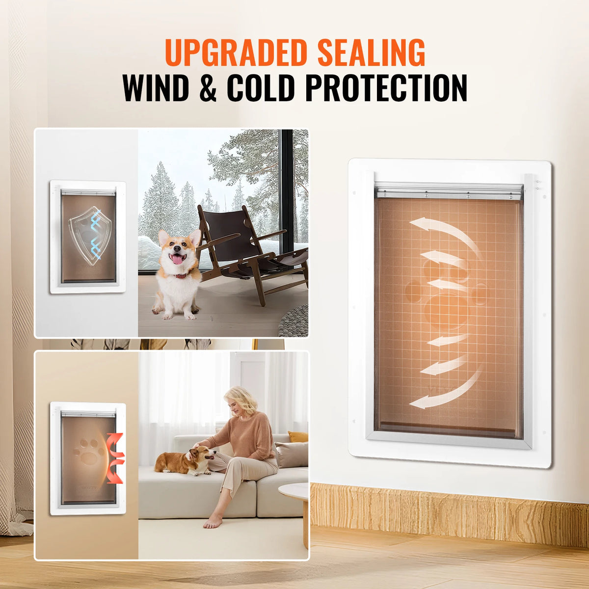 Pet Door Metal Frame With Lock And Three Flap Weatherproof