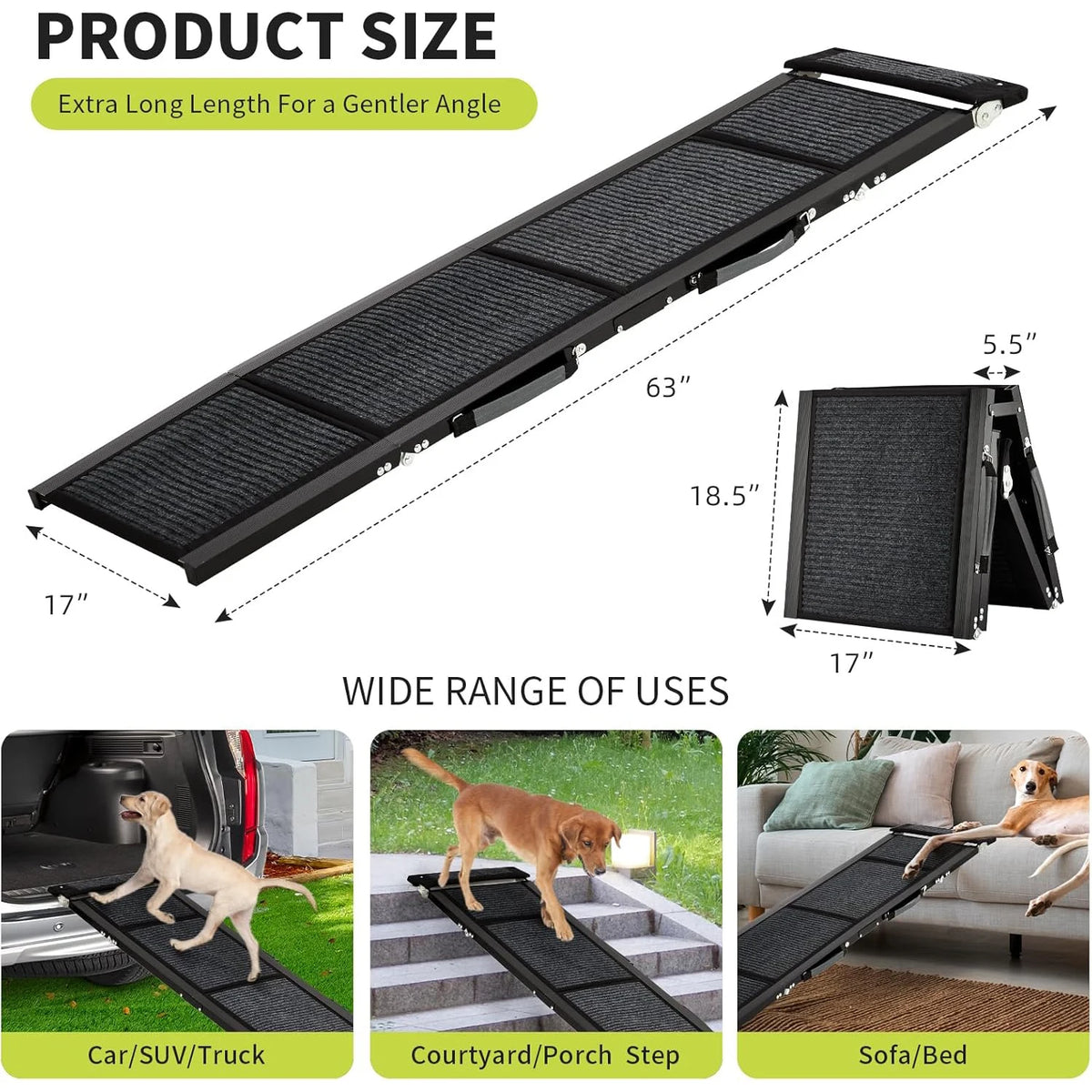 HiMISS Folding Pet Car Ramp With Anti Skid Surface