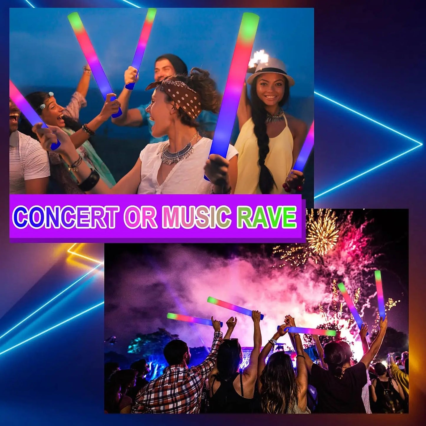 LED Foam Glow Sticks With Three Flashing Modes For Parties
