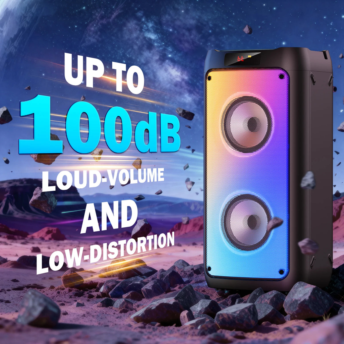 FanFun Wireless Bluetooth Karaoke Speaker With 2 Microphones LED Light