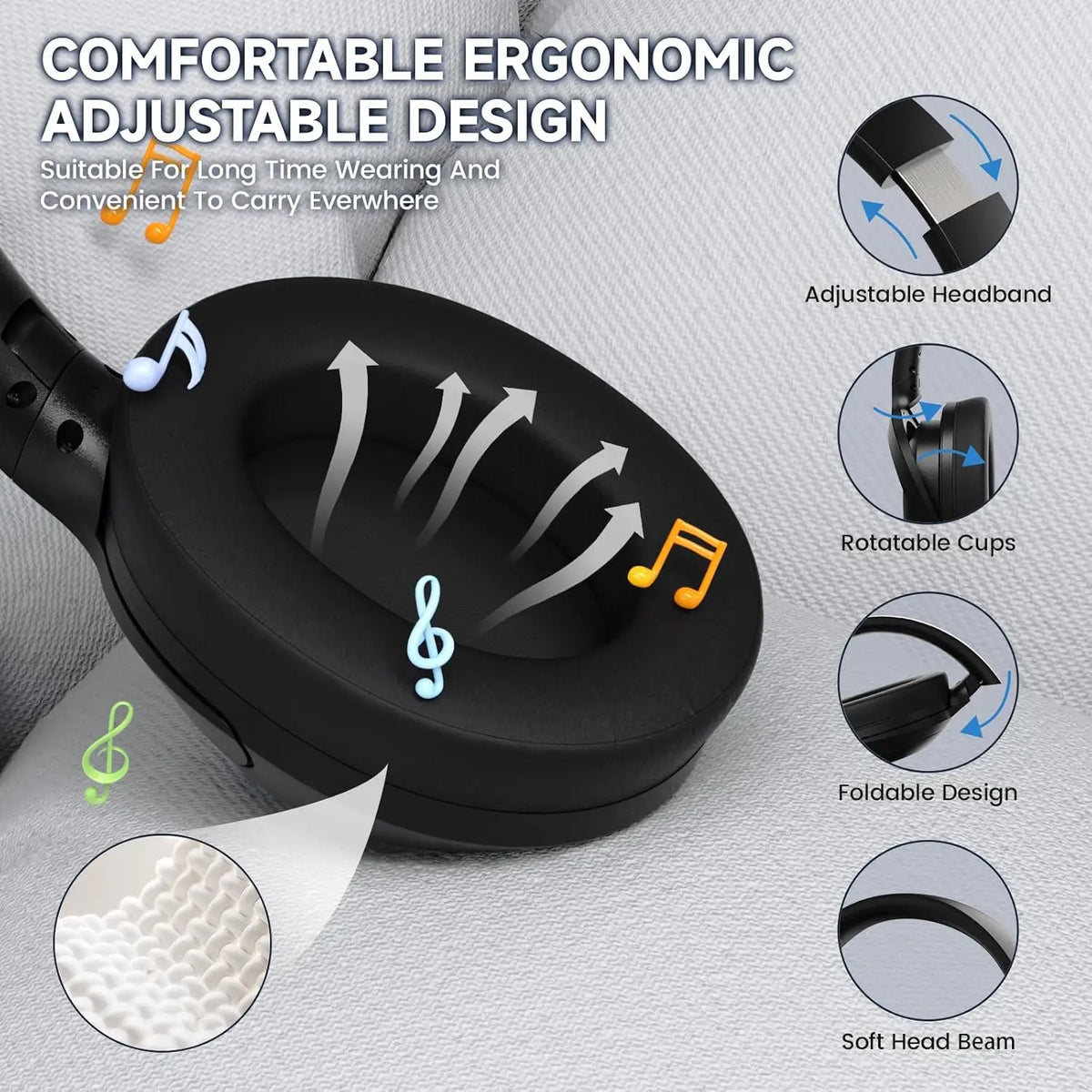 Attack Shark G300 Wireless Bluetooth Over Ear Headphones Noise Cancelling