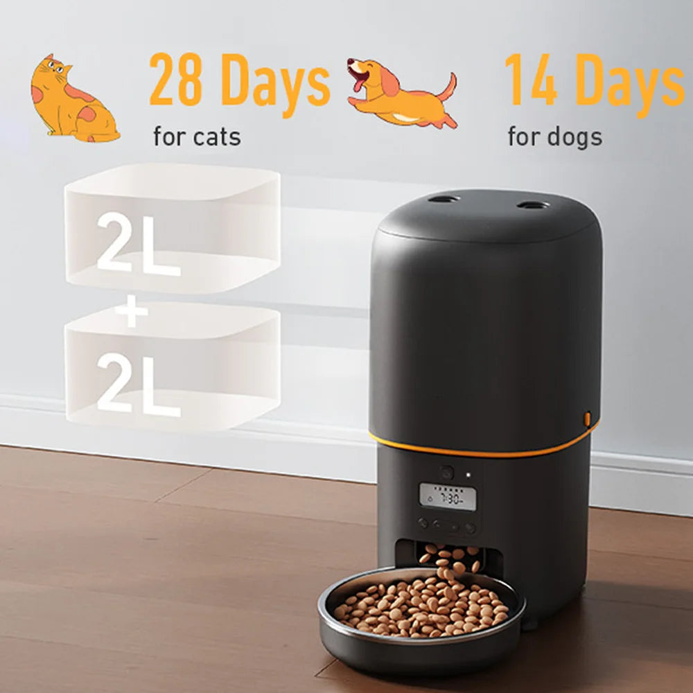 Nityers Automatic Cat Food Dispenser With Stainless Steel Bowl