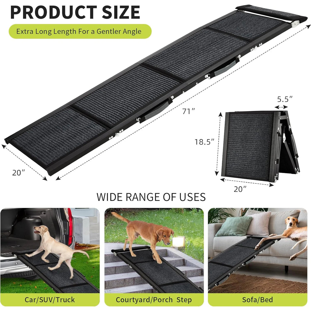 HiMISS Folding Pet Car Ramp With Anti Skid Surface
