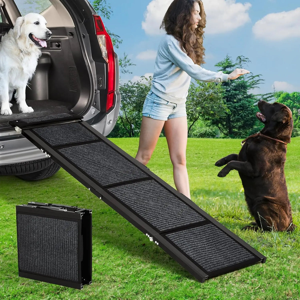 HiMISS Folding Pet Car Ramp With Anti Skid Surface